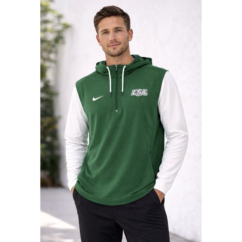 NIKE LSA HOODED 1/4 ZIP PULLOVER GREEN TRAINING JACKET M EUC